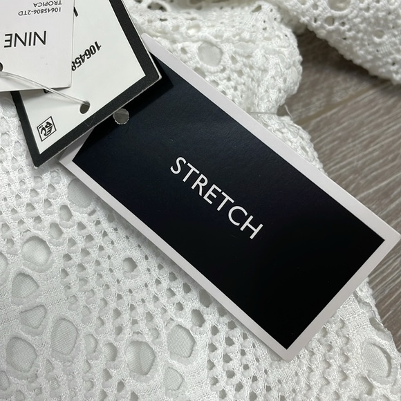 NWT Nine West Short Sleeve Cold Shoulder Crochet Lace Blouse L - Picture 15 of 15